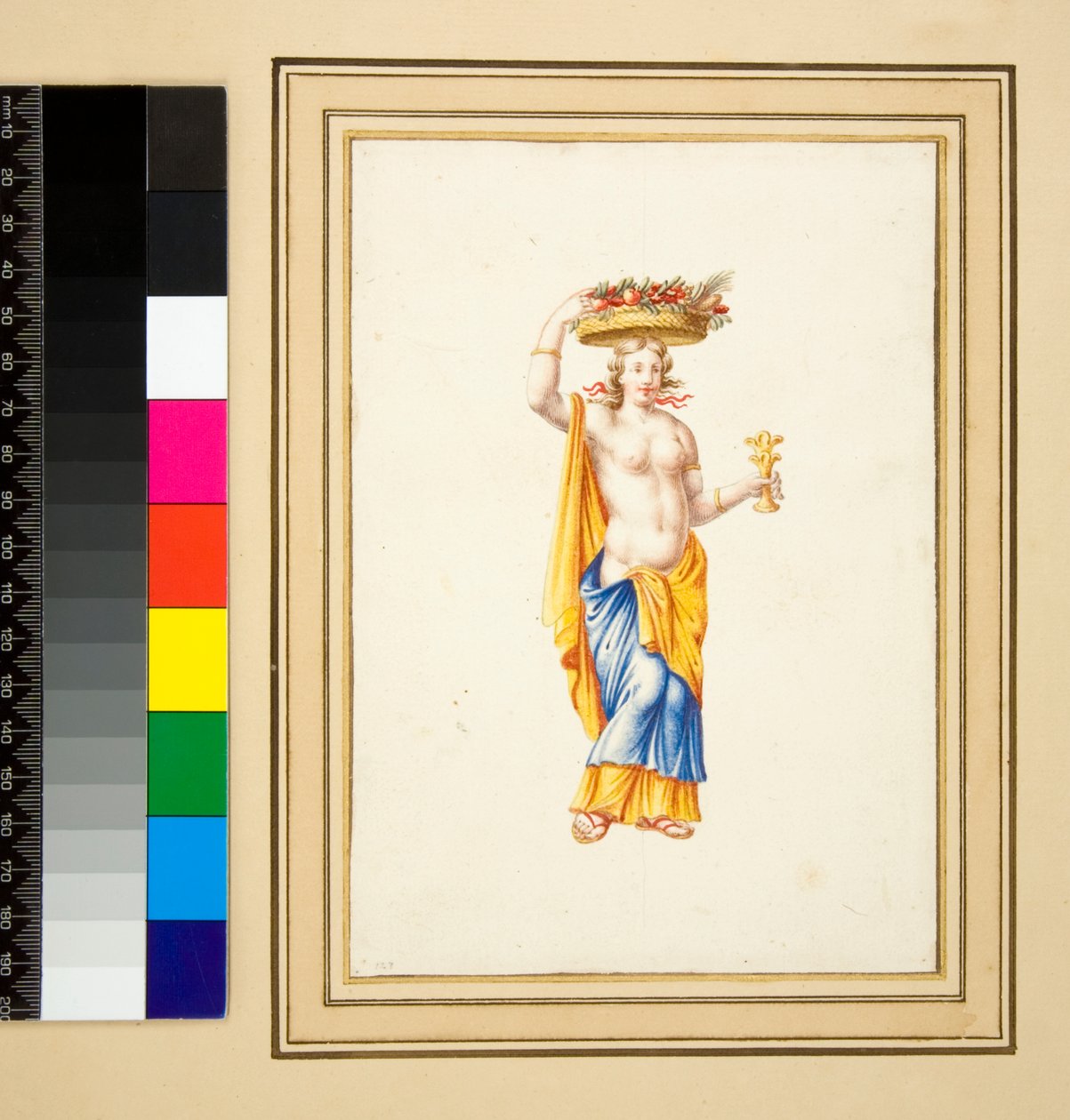 Grande Disegno di un Muro con Dipinti da Pietro Santi Bartoli