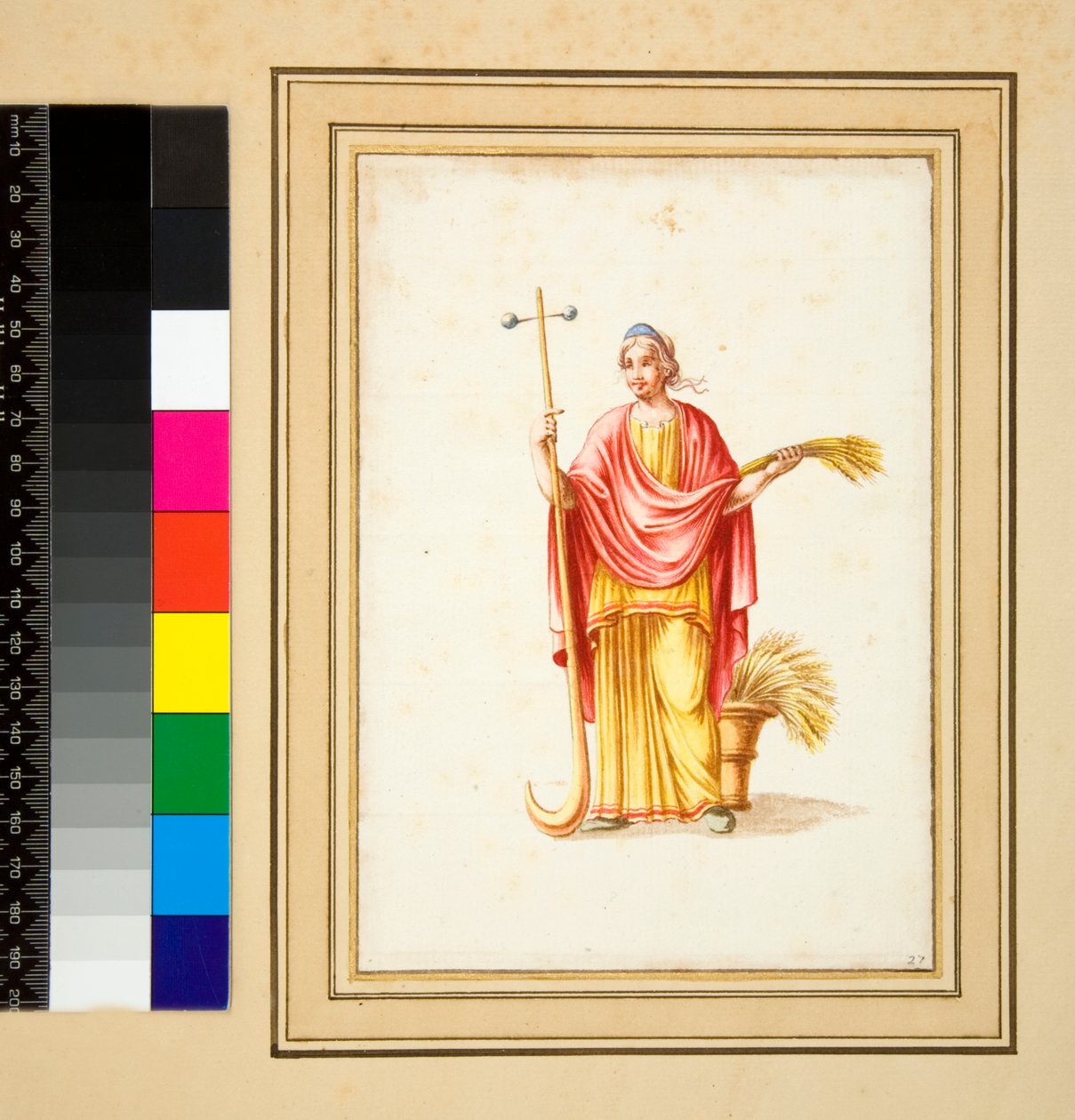 Grande disegno di un muro con dipinti da Pietro Santi Bartoli