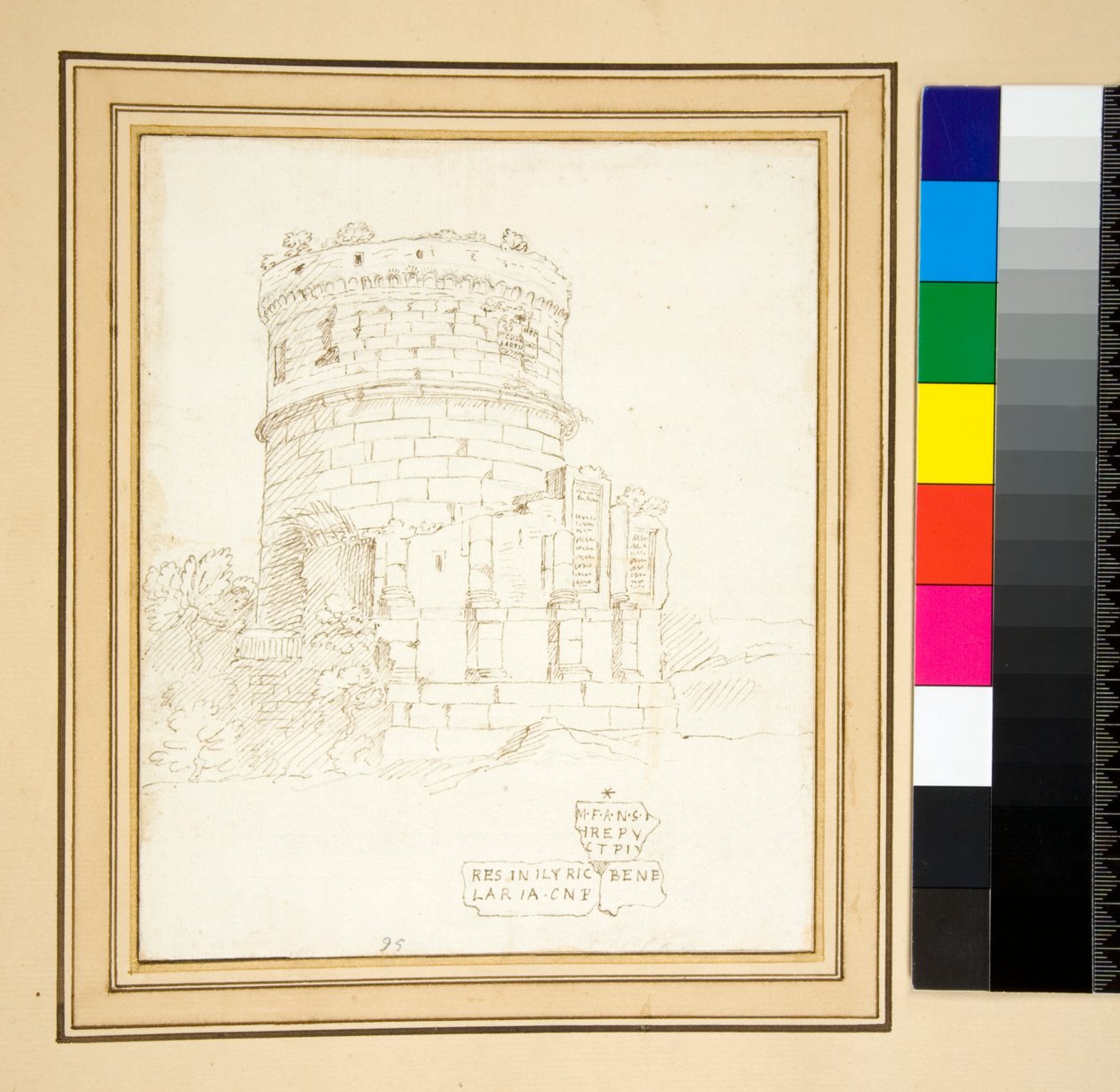 Schizzo a penna della tomba dei Plautii (penna) da Pietro Santi Bartoli