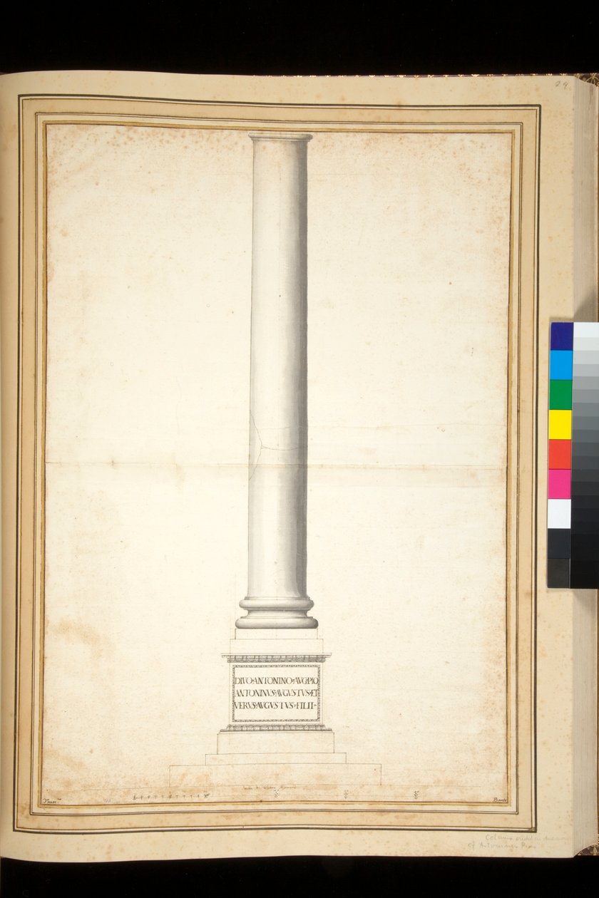 La colonna di Antonino Pio mostrata come restaurata da Pietro Santi Bartoli