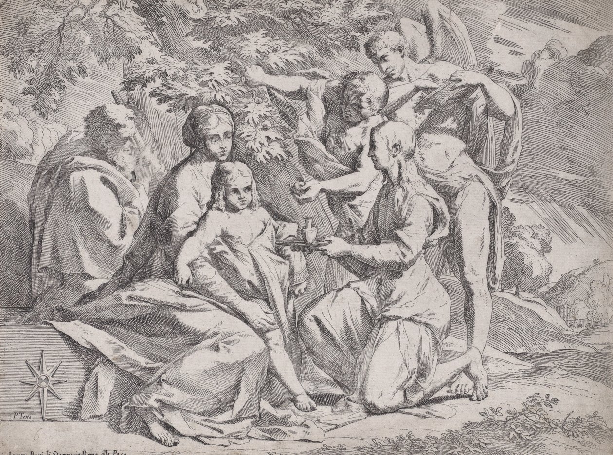 La Sacra Famiglia assistita dagli angeli da Pietro Testa
