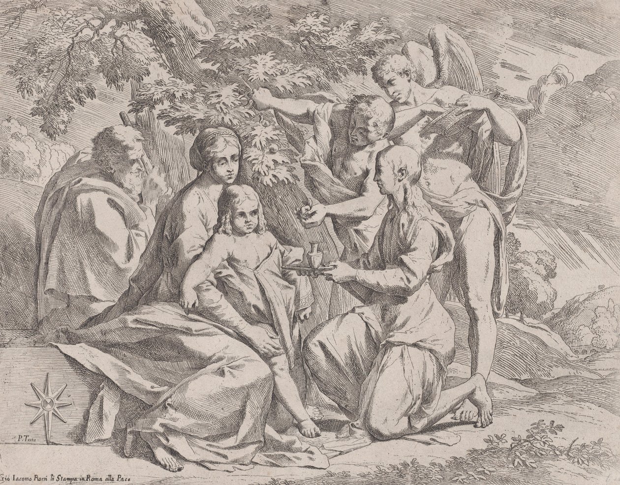 La Sacra Famiglia nutrita dagli angeli, ca. 1642-44 da Pietro Testa
