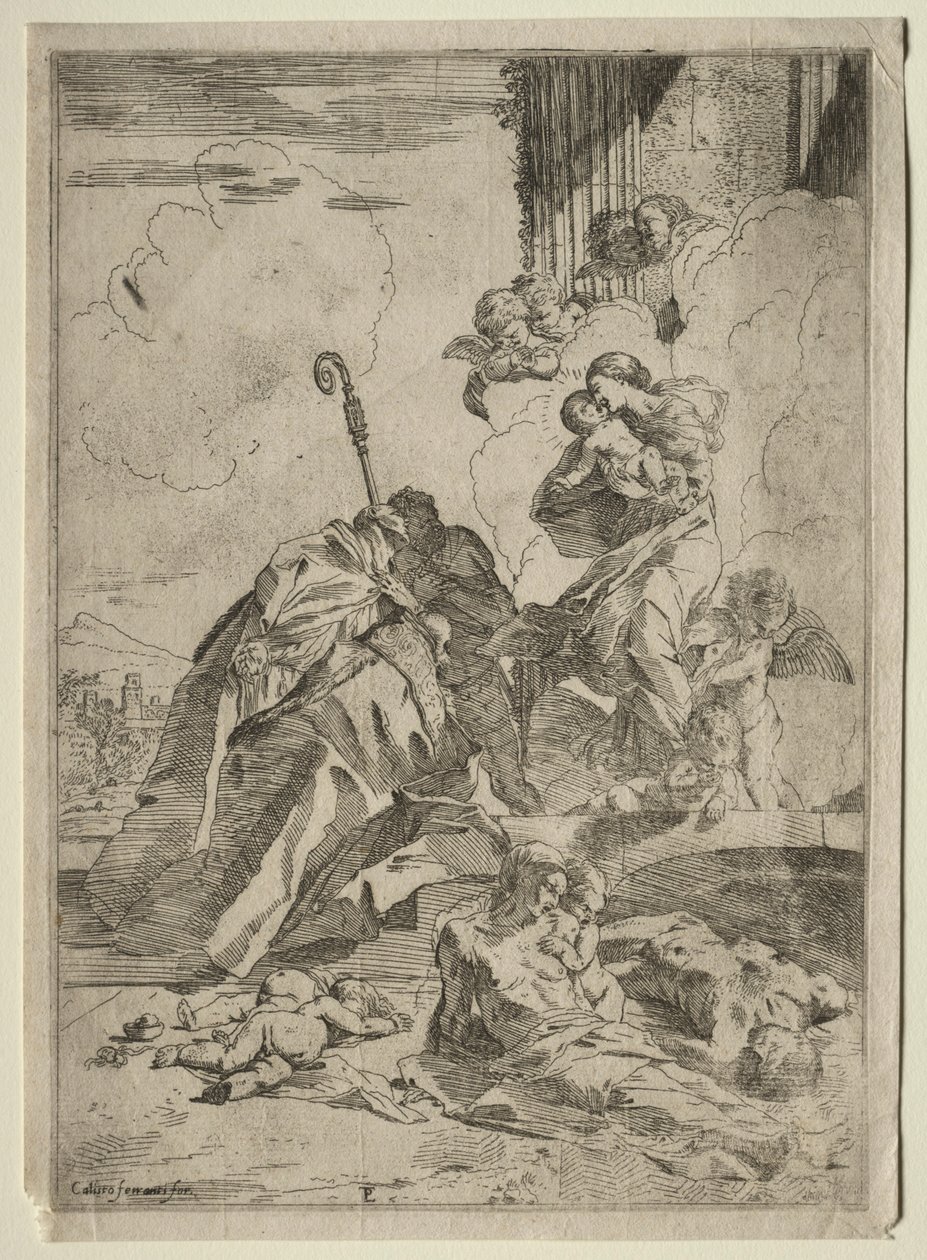 Tre santi lucchesi che intercedono con la Vergine per le vittime della peste, ca. 1630-31 da Pietro Testa