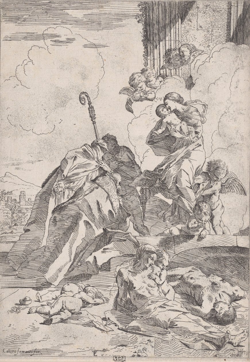 Tre santi lucchesi che intercedono con la Vergine per le vittime della peste, ca. 1630-31 da Pietro Testa