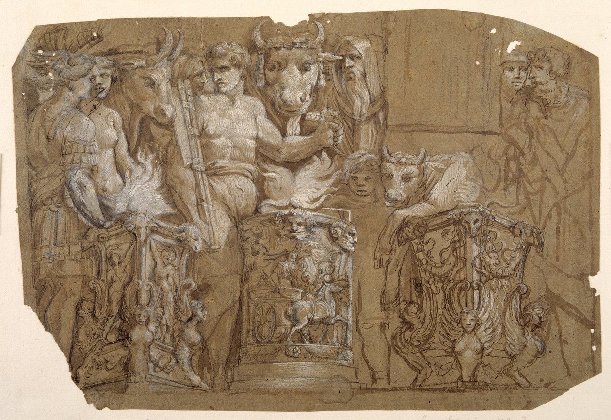 Sacrificio antico e il matrimonio di Perseo e Andromeda, dopo Polidoro da Caravaggio da Pietro da Cortona