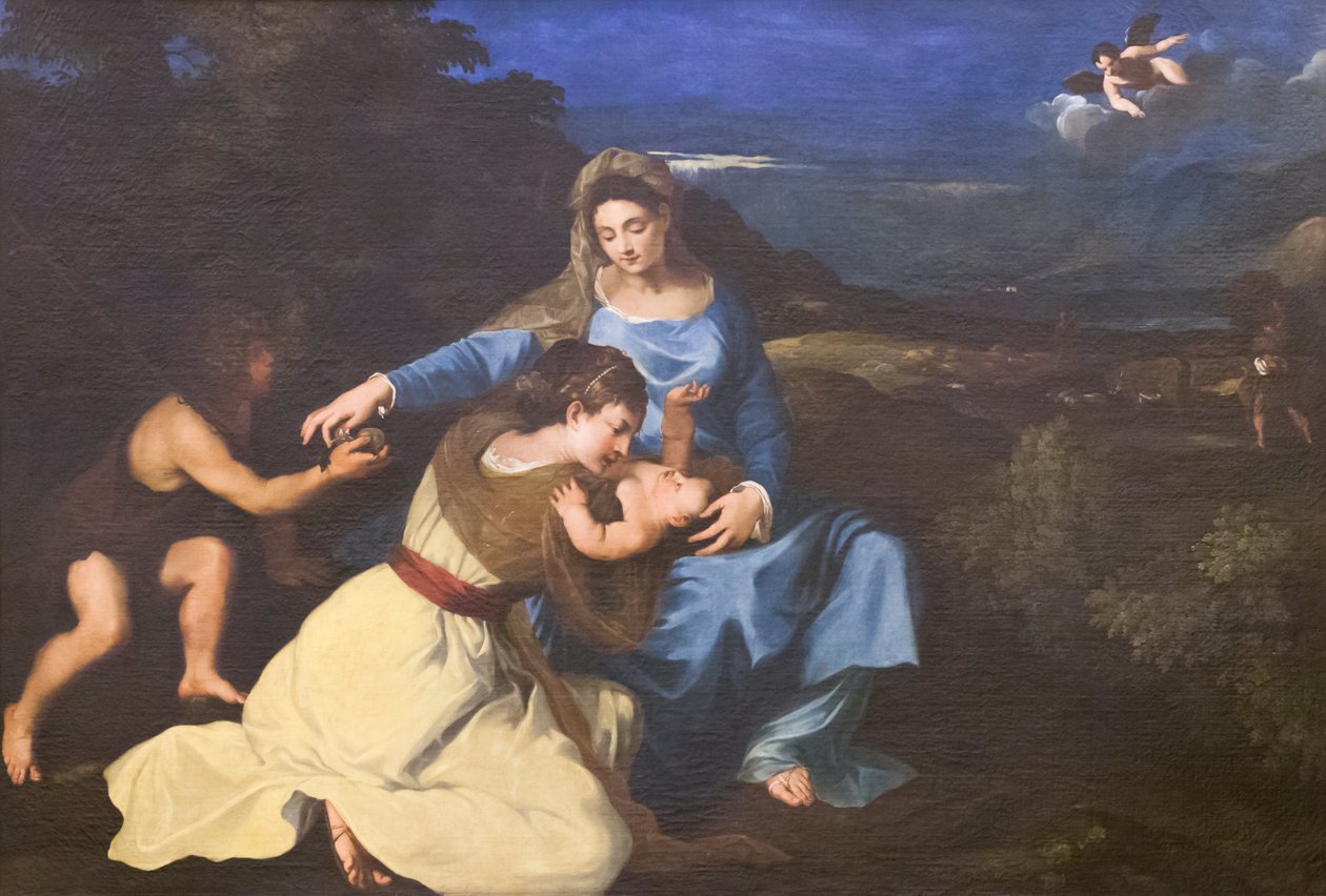 Madonna e Bambino con Santi, c.1625, dopo Tiziano da Pietro da (1596 1669) Cortona