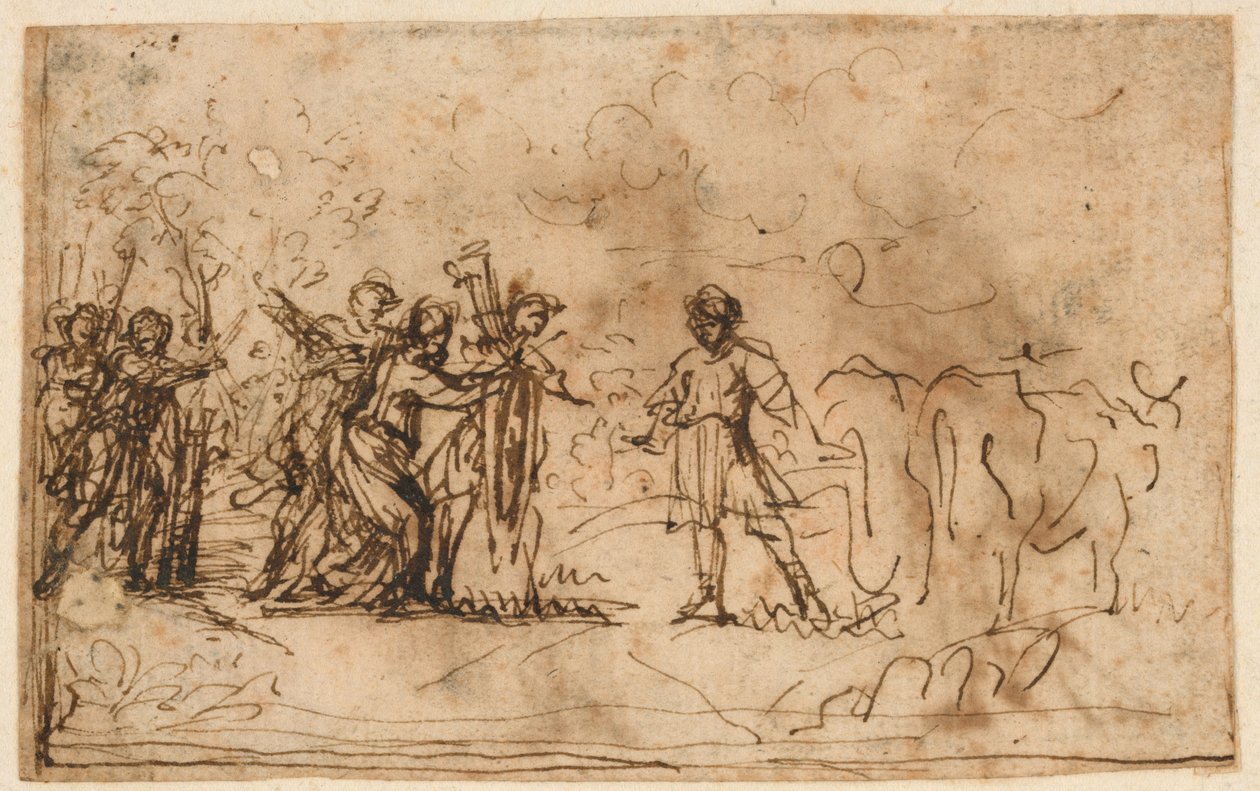 Cincinnato Chiamato dal Campo, studio per la "Storia di Cincinnato," Galleria della Villa Sacchetti (Ora Chigi), Castelfusano da Pietro da Cortona
