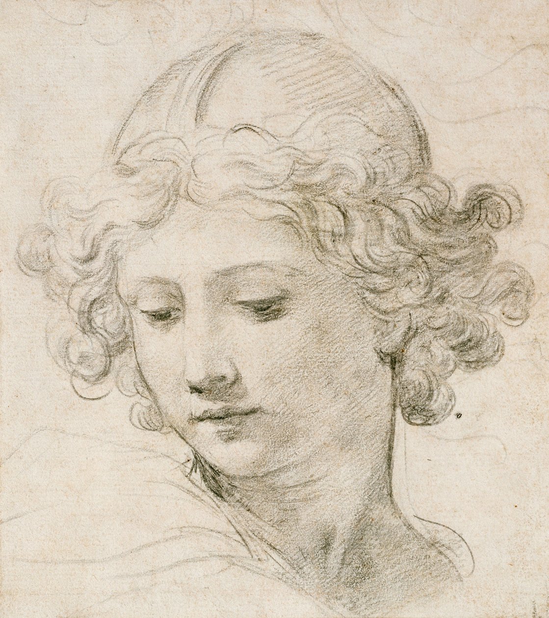 Testa di un Angelo, Guardando in Basso a Sinistra da Pietro da Cortona