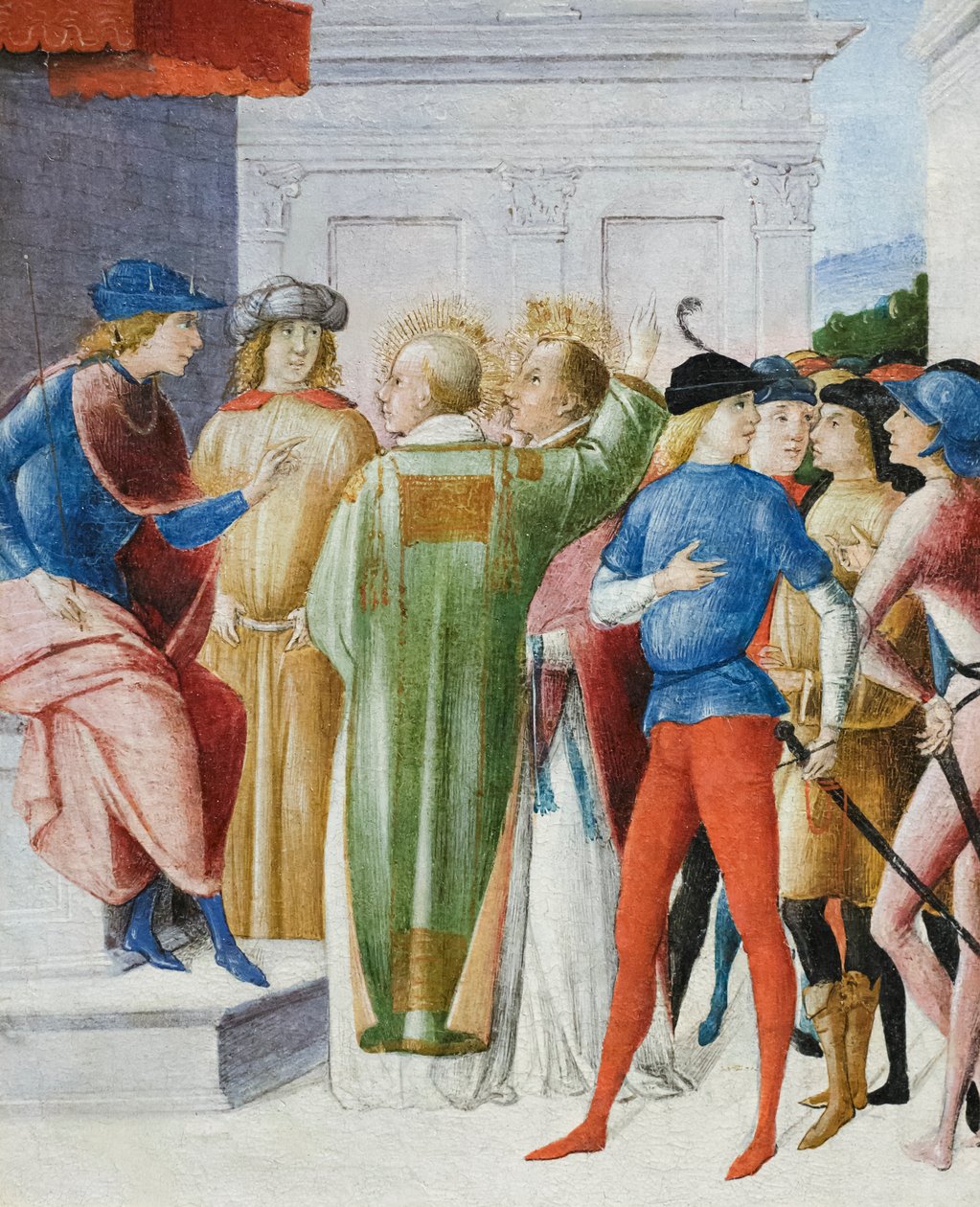 Due santi professano la loro fede cristiana in giudizio, c.1485-90 da Pietro di Francesco degli Orioli