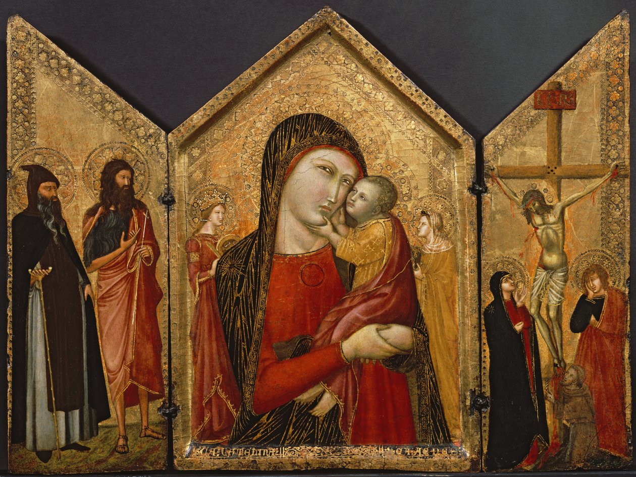 Madonna con Bambino, la Crocifissione e Santi da Pietro follower of Lorenzetti