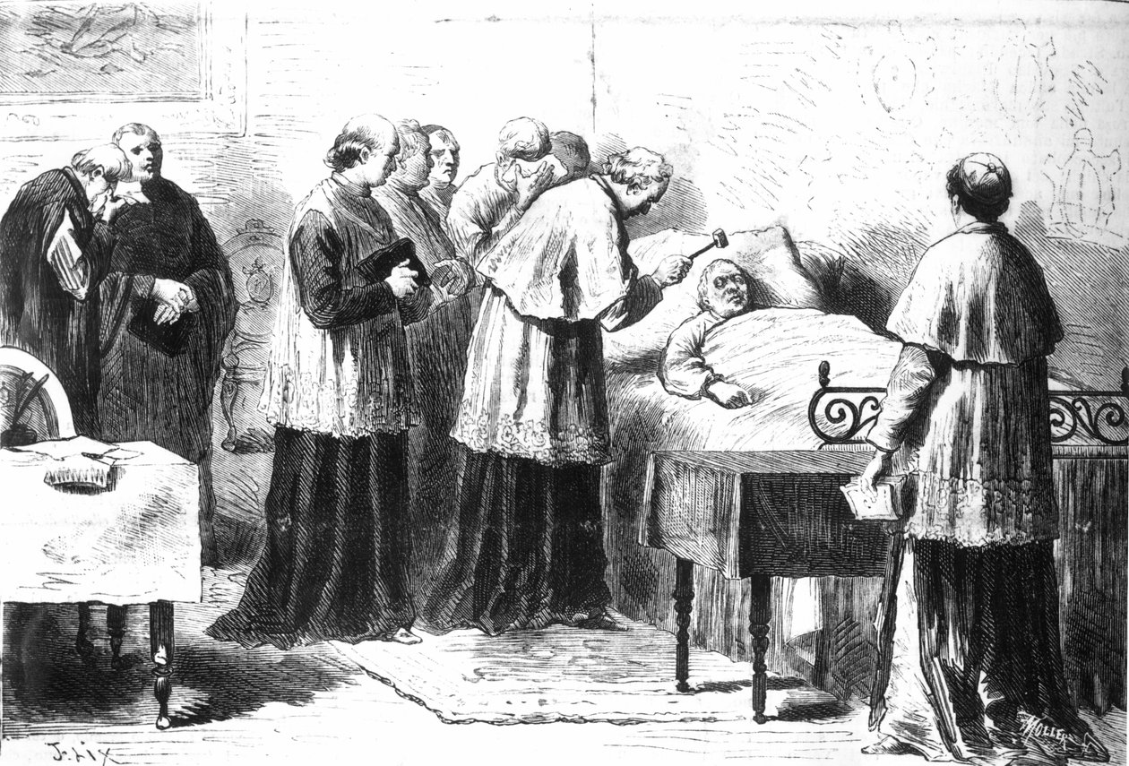 La verifica della morte di Pio IX con il martello d