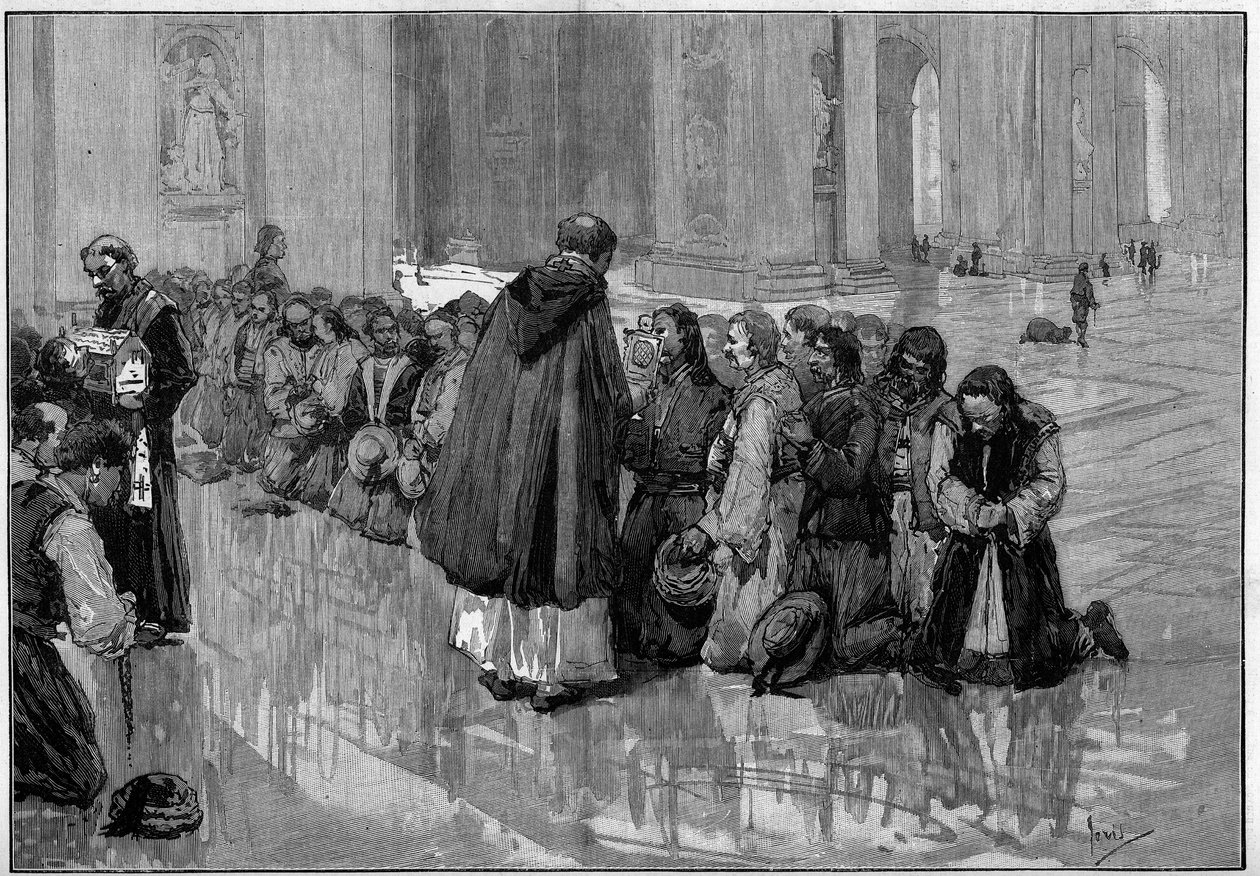 Pellegrini ungheresi che venerano reliquie nella Basilica di San Pietro a Roma da Pio Joris