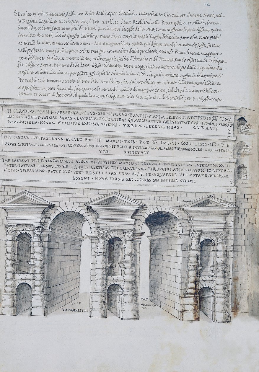 Porta Maggiore a Roma, disegno, da Antichità Romane, di Pirro Ligorio (1513-1583) da Pirro Ligorio