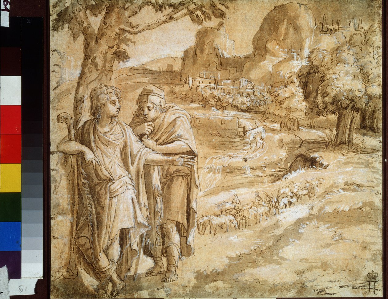 Pastore e pellegrino in un paesaggio da Pirro Ligorio