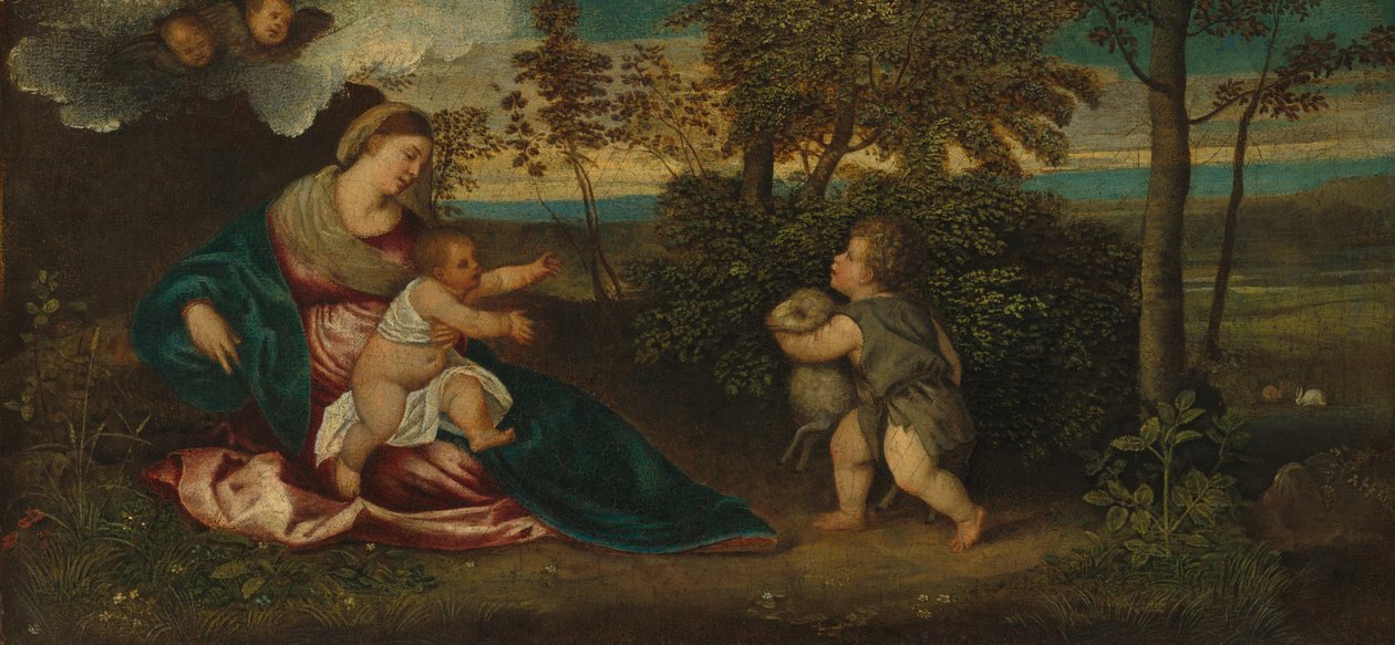 Madonna col Bambino e il piccolo San Giovanni in un paesaggio, 1540-1550 da Polidoro da Lanciano