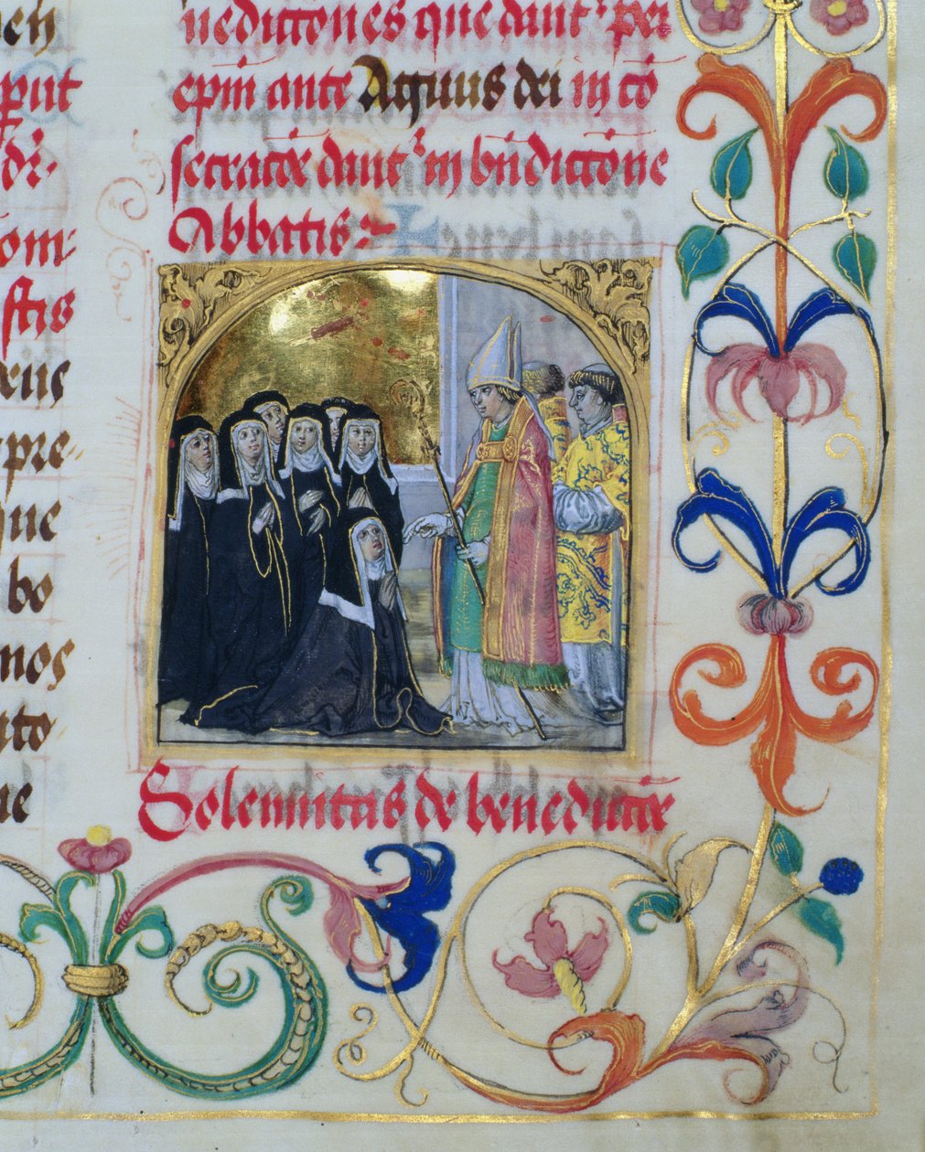 Il vescovo benedice le suore dal Pontificale del vescovo Erasmus Ciolek, c.1510 da Polish School