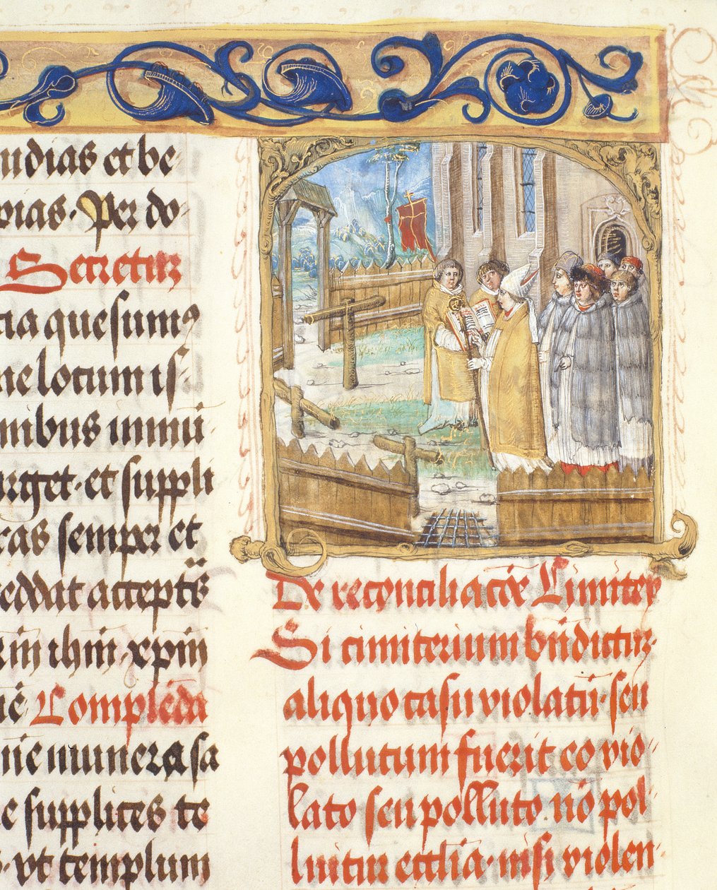 Benedizione di un cimitero raso al suolo da parte di un vescovo dal Pontificale del vescovo Erasmus Ciolek, c.1510 da Polish School