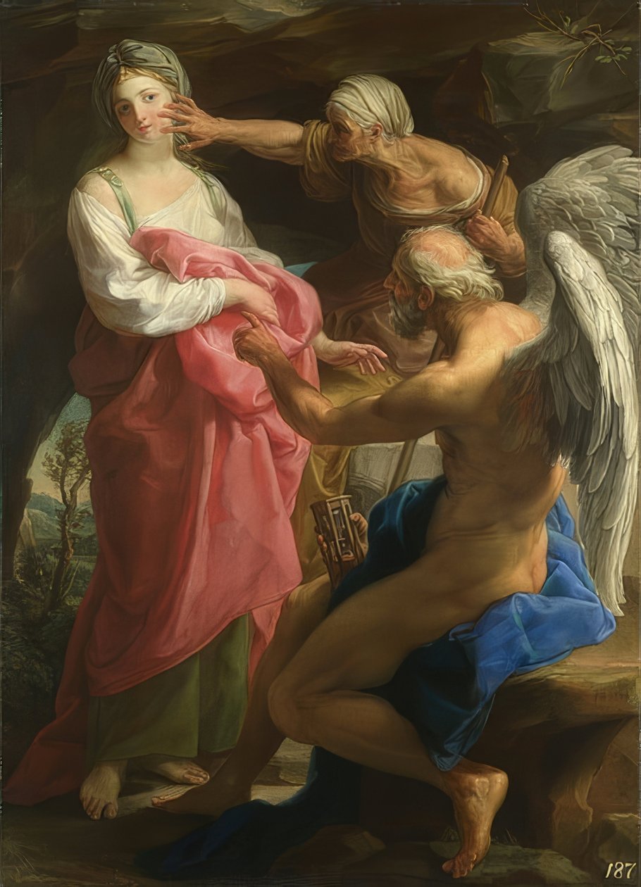 Il tempo ordina alla vecchiaia di distruggere la bellezza da Pompeo Girolamo Batoni