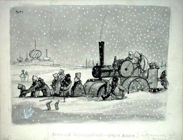 Concezioni errate popolari: Vita in Russia, illustrazione da Punch, pubblicata il 27 dicembre 1939 da Pont