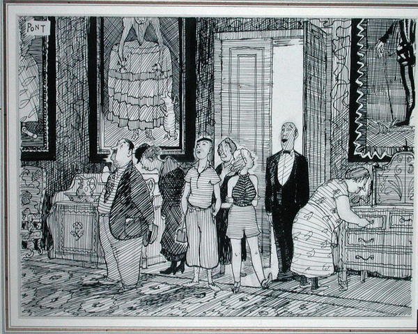 Il Carattere Britannico: vivo interesse per le case storiche, illustrazione da Punch, pubblicata l