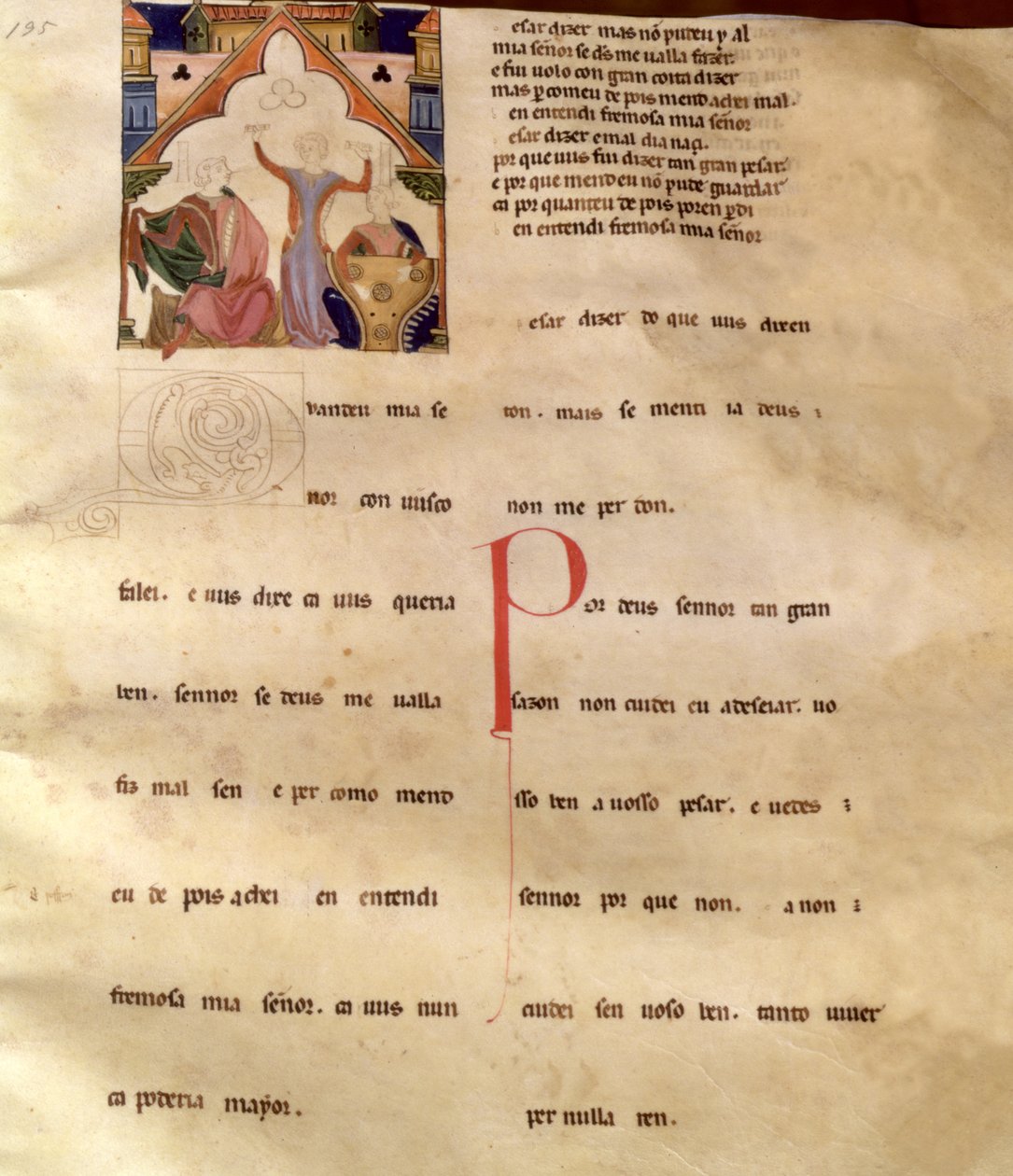 Versi del Canto di Ajuda, Pagina 195R, XIII-XV secolo da Portuguese School