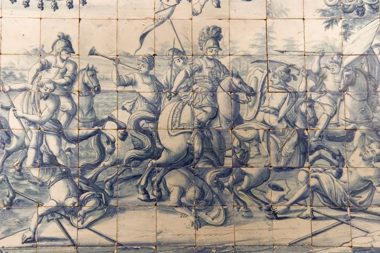 Alessandro (356-323 a.C.) che combatte i Persiani, c.1745 da Portuguese School