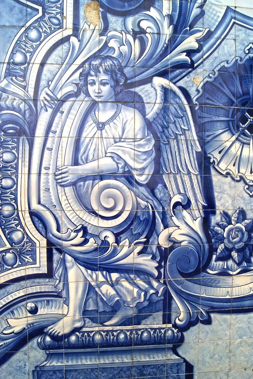 Pannello decorativo che raffigura un angelo, Lamego, Portogallo. 1738 da Portuguese School