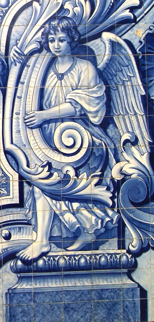 Pannello decorativo raffigurante un angelo, Lamego, Portogallo (1738) da Portuguese School