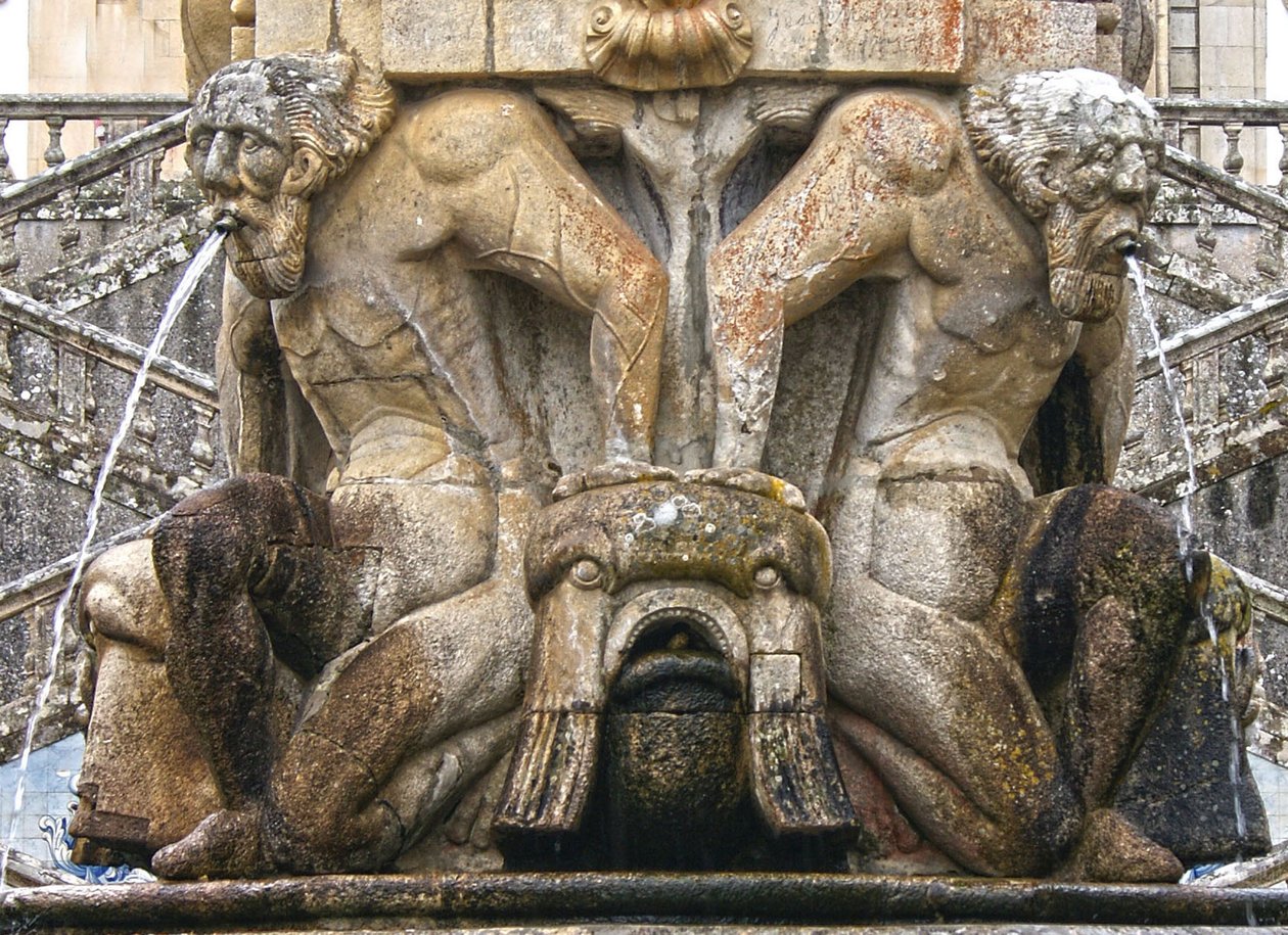 Atlanti mitici alla base di un obelisco, Lamego, Portogallo. 1738 da Portuguese School