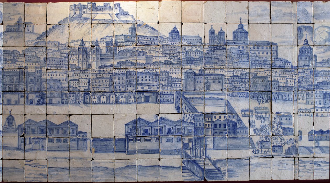 Veduta panoramica di Lisbona, prima del terremoto del 1755 da Portuguese School
