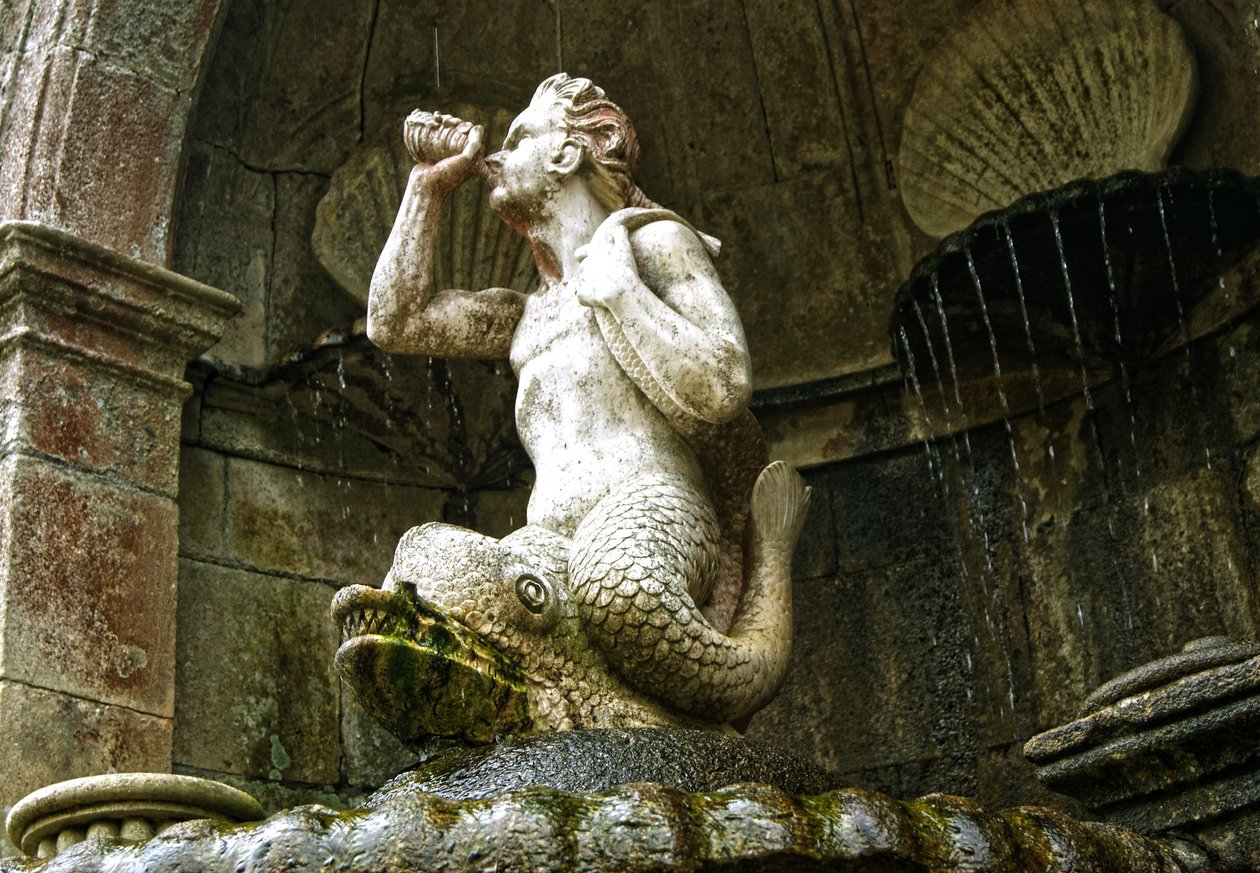 Fontana del tritone, Santuário de Nossa Senhora dos Remédios, Lamego, Portogallo 1738 da Portuguese School