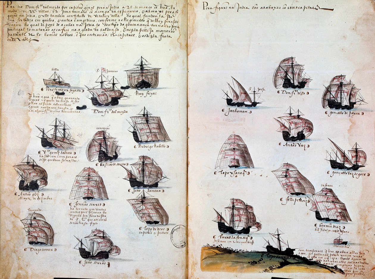 Navi da guerra. Ricordi delle armate del Portogallo sotto il re Manuele I (1469-1521). Manoscritto del 1505. Parigi. BN da Portuguese School