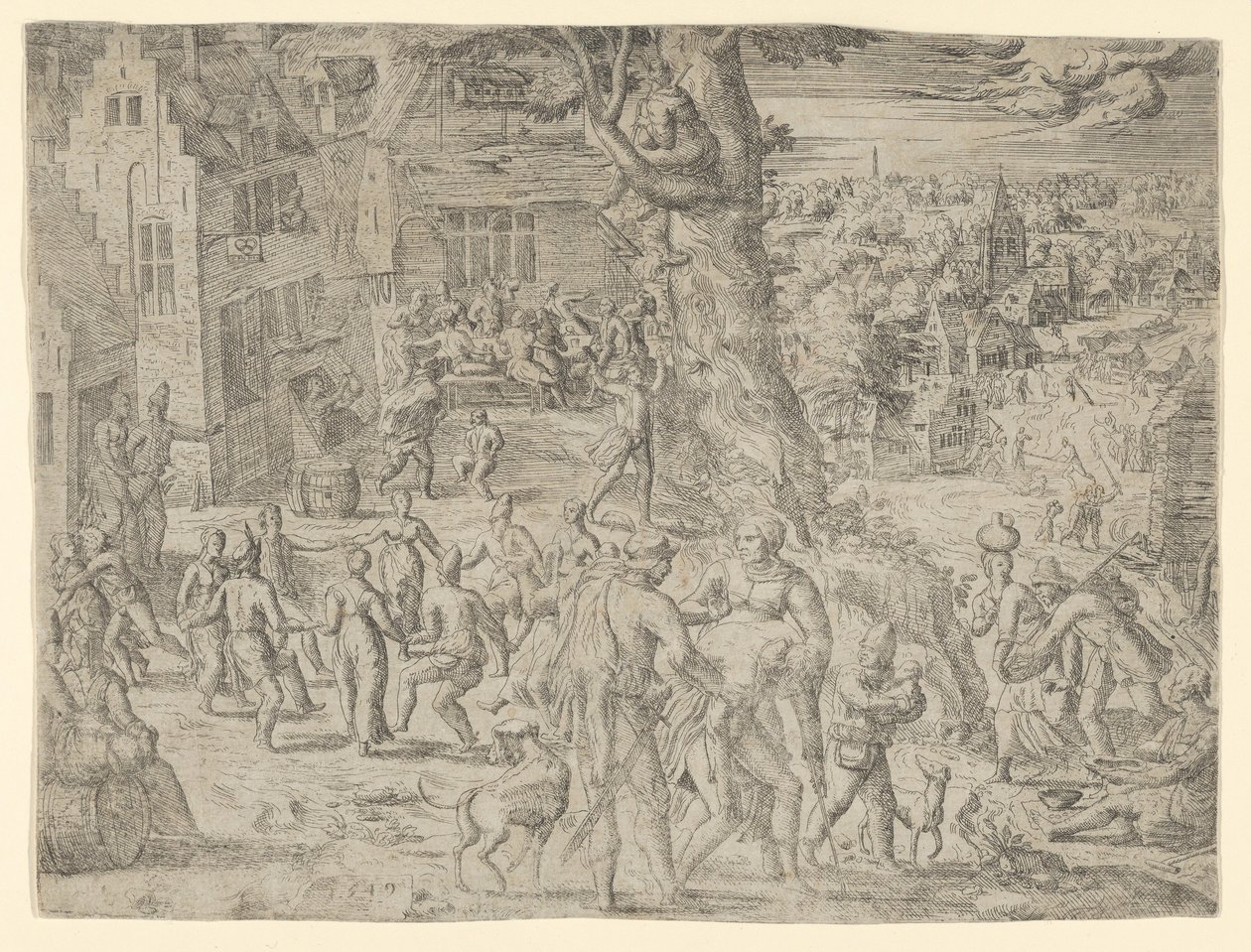 La fiera del villaggio, 1549 da Possibly by Peeter van der Borcht.