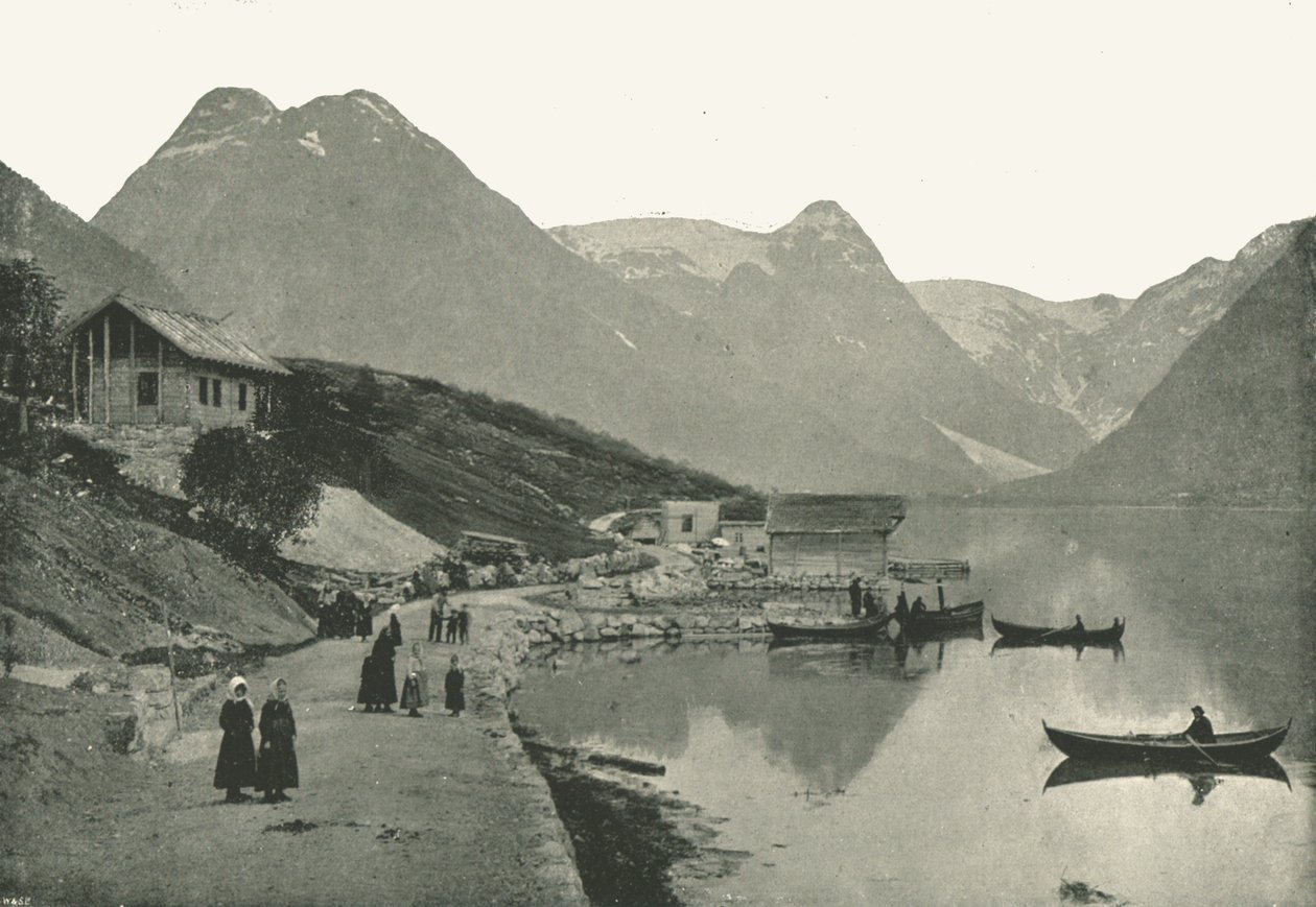 Mundal, sul Fjaerlandsfjorden, Sogn, Norvegia, 1895 da Poulton and Co