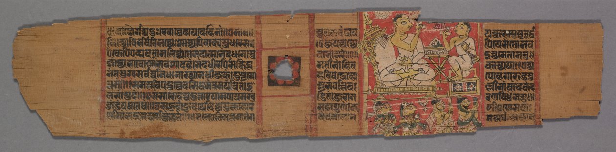 Foglio da un manoscritto Jain: Shalibhadra: Testo verso da Pradyumnasuri
