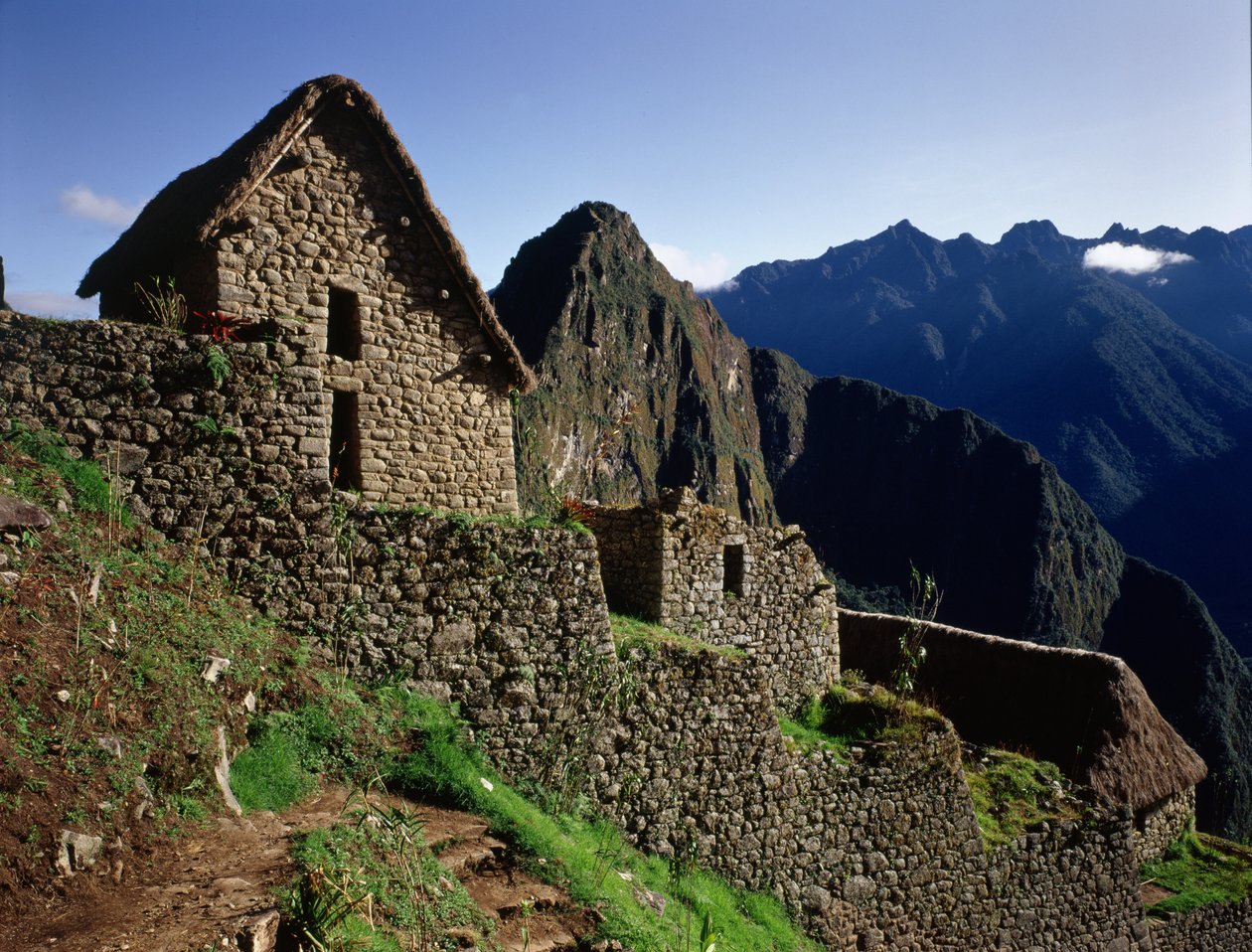 Edifici a terrazza nella cittadella Inca, costruita nel XV secolo da Pre Columbian