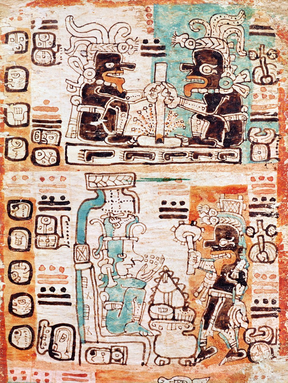 Dettaglio da un codice Maya da Pre-Columbian