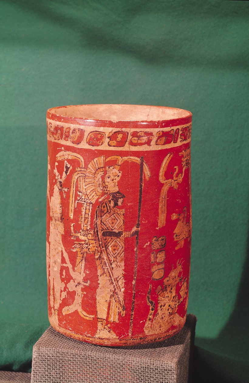 Vaso raffigurante una scena cerimoniale, Periodo Tepeu 1, da Uaxuctun, 600-950 da Pre Columbian