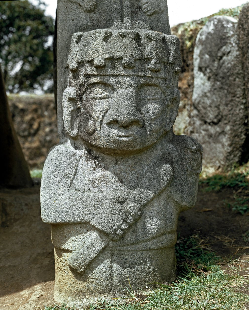 Scultura megalitica di un guerriero da Pre Columbian Pre Columbian