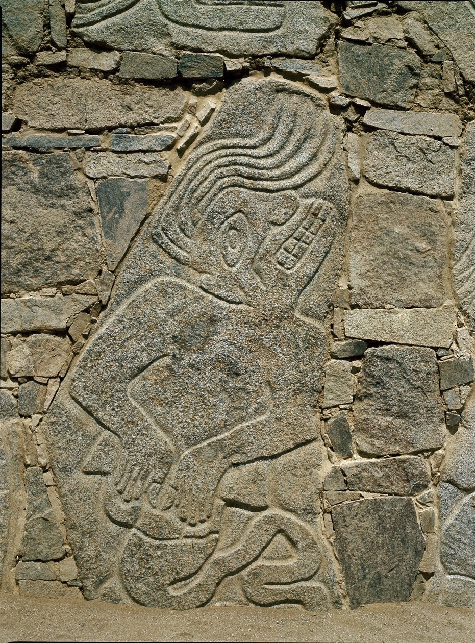 Muro con rilievo di un guerriero da Pre Columbian Pre Columbian