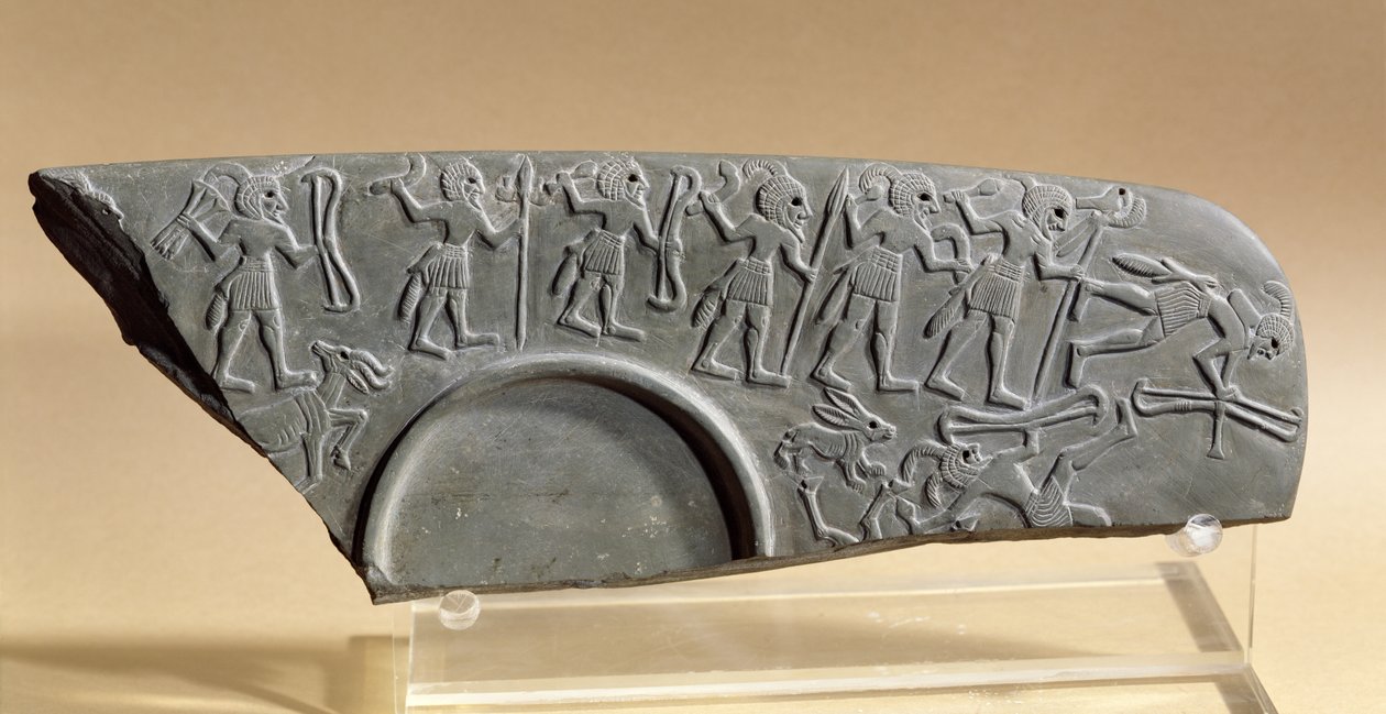 Frammento della Palette dei Cacciatori, possibilmente da Tell el-Amarna da Predynastic Period Egyptian