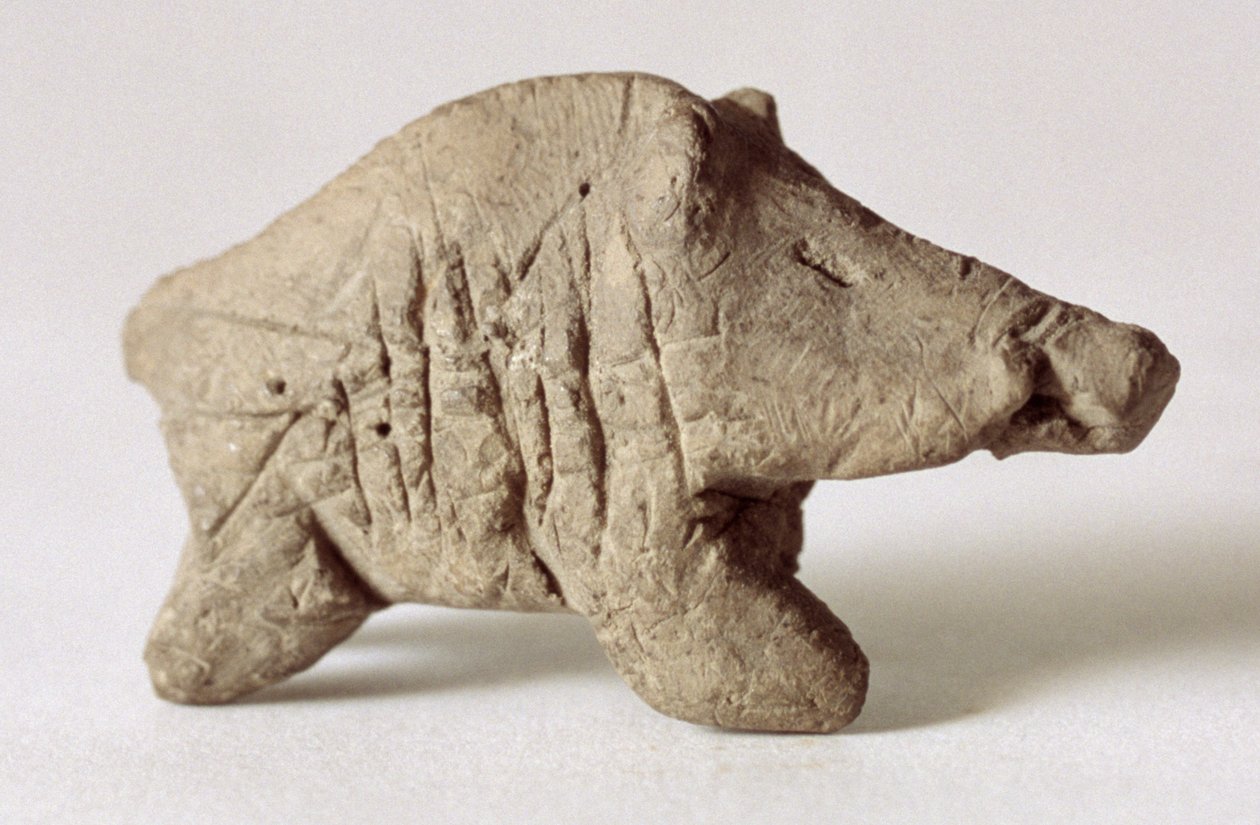 Figurina di un piccolo cinghiale, da Tappeh Sarab, Iran, c.6° millennio a.C. da Prehistoric