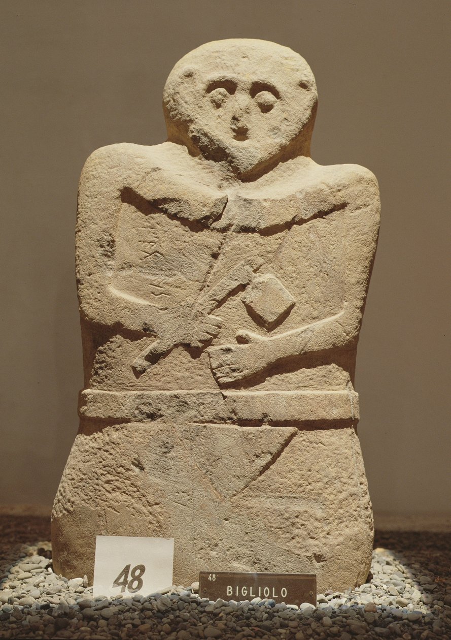 Una delle stele di Lunigiana, trovata a Bigliolo, c.3000 a.C. da Prehistoric