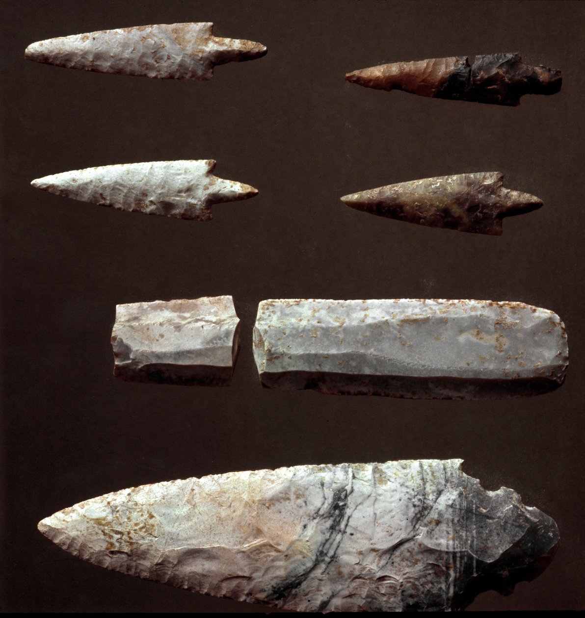 Preistoria: punte di freccia e selce dalla necropoli di Cantalupo-Mandela (Cantalupo Mandela), Lazio. Età del Rame. Eneolitico. 2200 a.C. Roma, Museo Nazionale Preistorico Etnografico Luigi Pigorini da Prehistoric Prehistoric