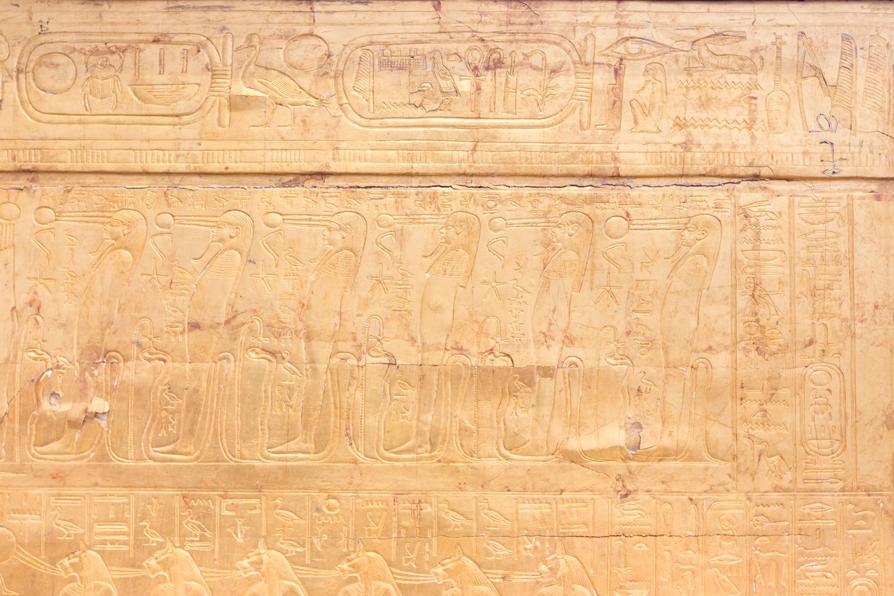 Il santuario dorato esterno della camera funeraria di Tutankhamon, Museo Egizio, Il Cairo, Egitto da Prehistoric Prehistoric