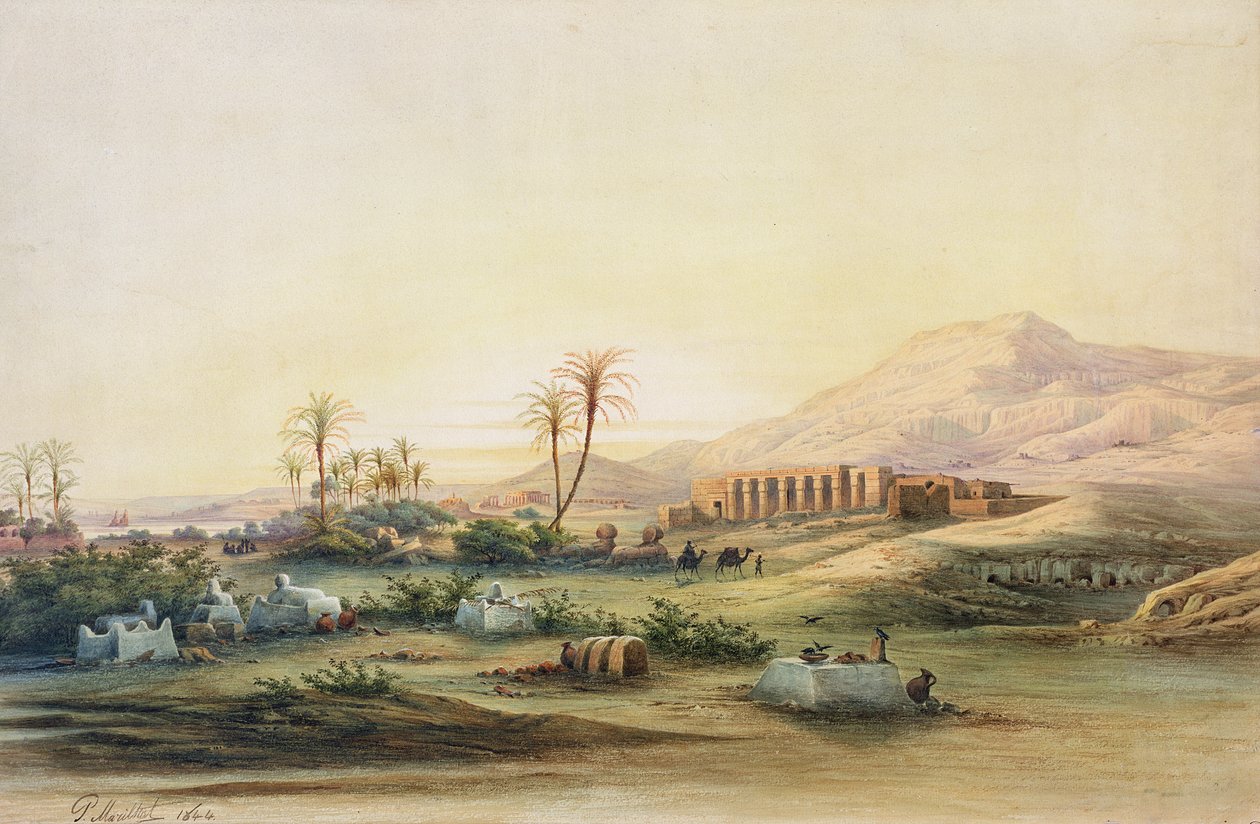 Valle del Nilo con le rovine del Tempio di Seti I, 1844 da Prosper Georges Antoine Marilhat