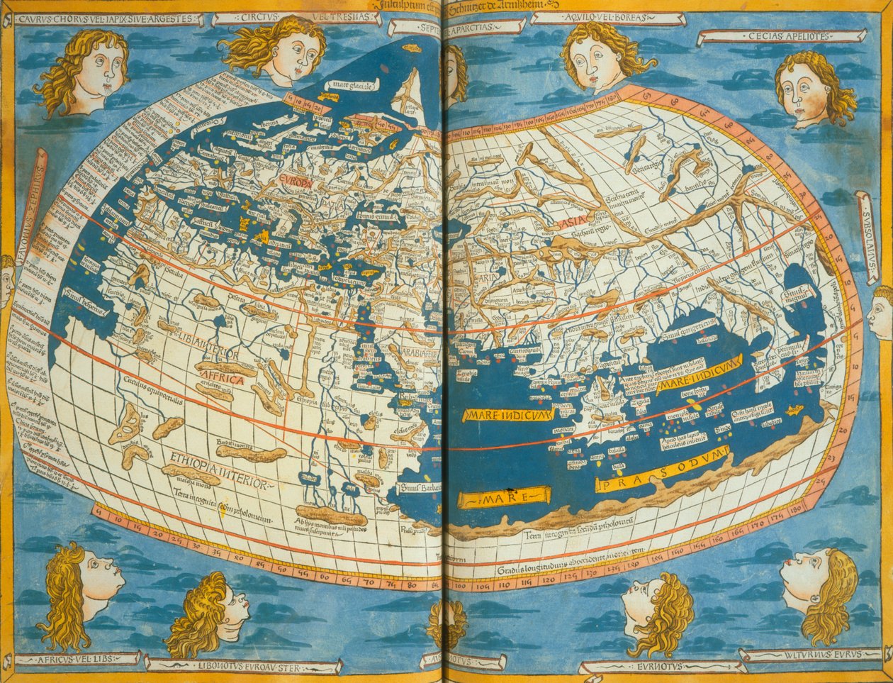 Mappa del mondo, basata su descrizioni e coordinate date in 