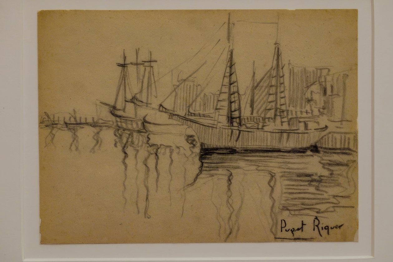 Velieri, Narcís Puget Riquer, disegno a carboncino, museo Puget, casa nobile di Can LLaudis, Dalt Vila, Ibiza, Isole Baleari, Spagna da Puget Riquer