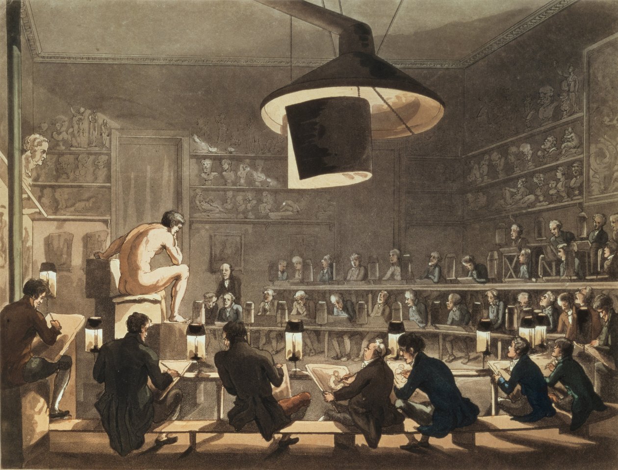 Disegno dal vivo alla Royal Academy, inciso da Richard Banks Harraden da Pugin and Rowlandson