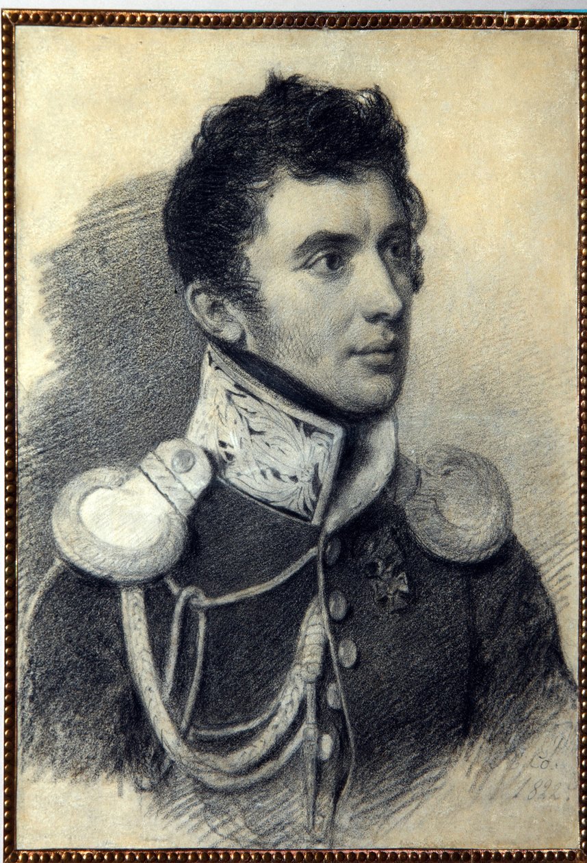 Ritratto del decabrista Nikita Muravyov (1797-1843). Opera di Pyotr (Piotr) Fyodorovich Sokolov (Pierre Sokolov) (1791-1848), matita e pastello su cartone, 1822. Arte russa, XIX secolo, romanticismo da Pyotr Fyodorovich Sokolov